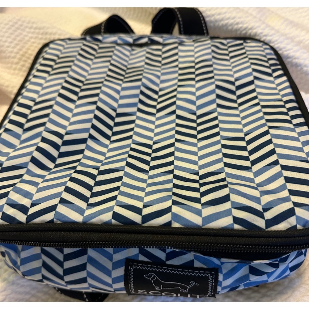 SCOUT Insulated‎ Lunch Bag Cooler Chevron Blue White Black Top Handle Zip